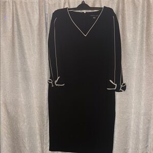 Andrew Marc Black Dress with Cream Trim